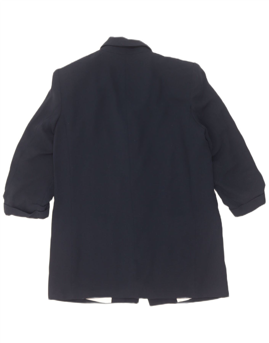 Zara Womens 3/4 Sleeve Open Blazer Jacket UK 14 Medium Navy Blue Polyester