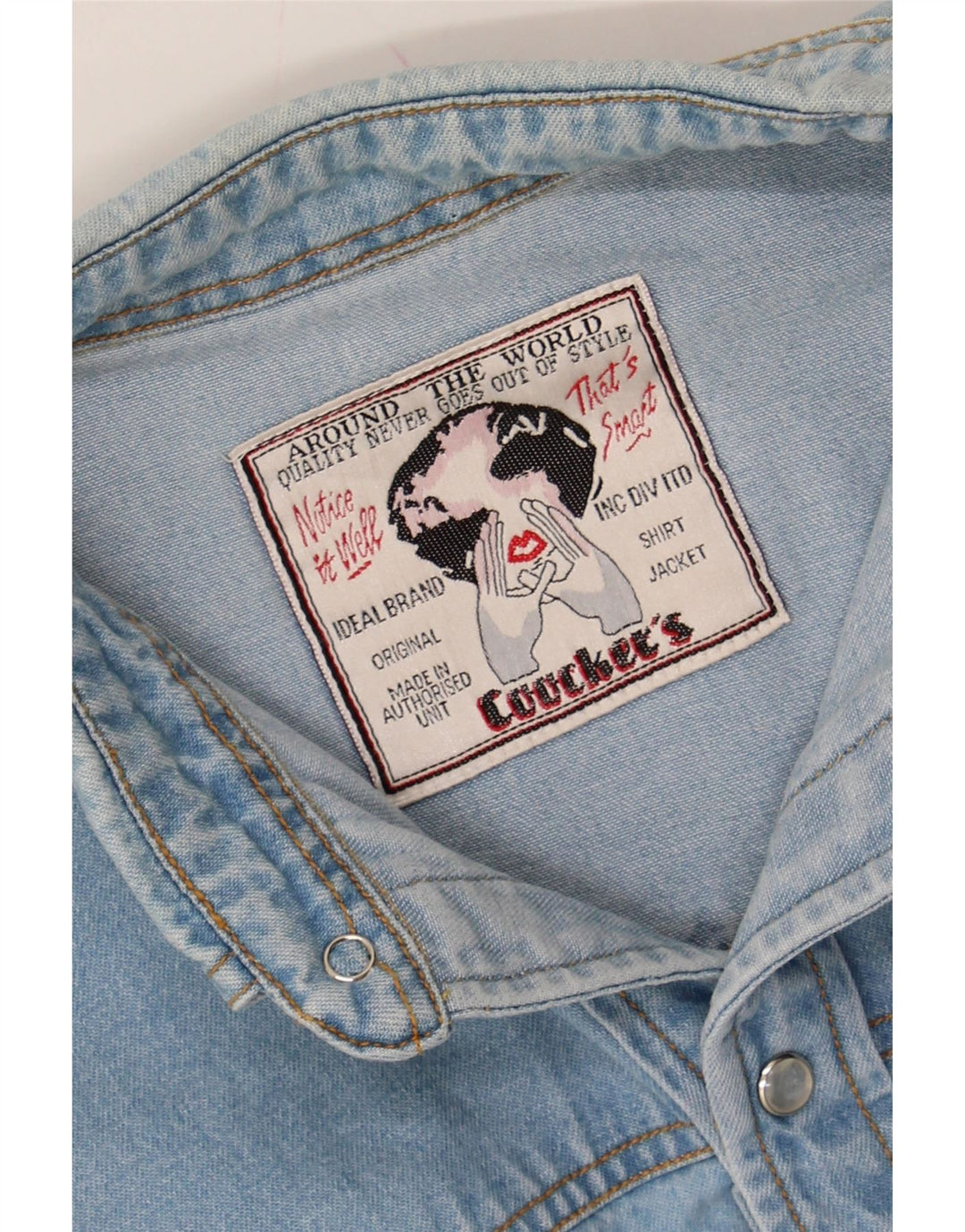 VINTAGE Mens Denim Shirt Size 15 1/2 Medium Blue Cotton Vintage Vintage and Second-Hand Vintage from Messina Hembry 