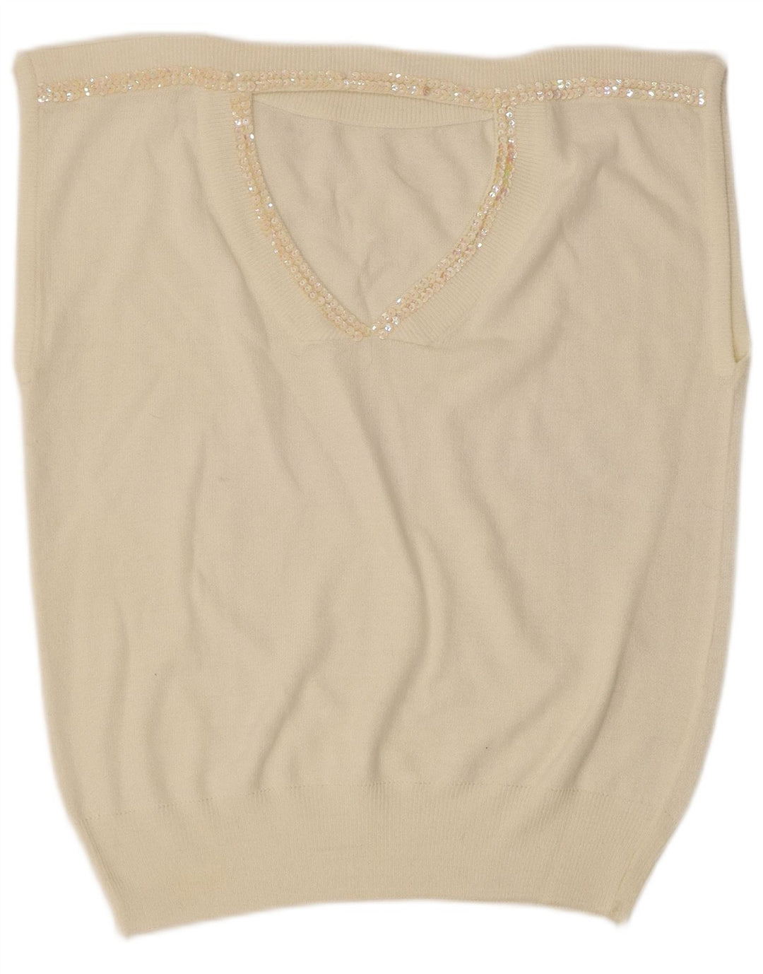 Vintage Damen Weste Tank Top UK 14 Medium Off White