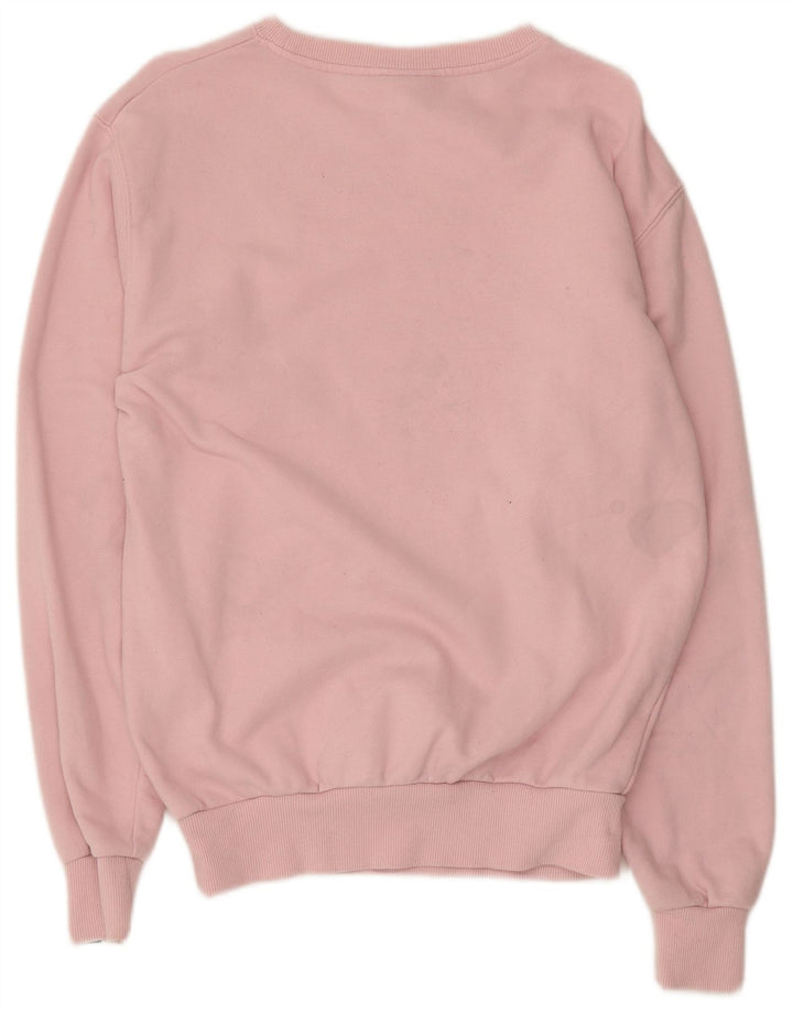 Ellesse Womens Graphic Oversized Sweatshirt Pullover UK 8 Small Rosa Baumwolle