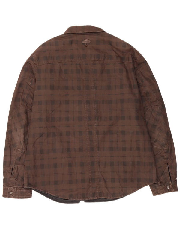 Massimo Dutti Mens Overshirt Reversible Shirt 2XL Brown Check Nylon