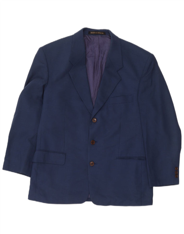 Marks & Spencer Herren-Blazer mit 3 Knöpfen, UK 40, mittelblaue Viskose