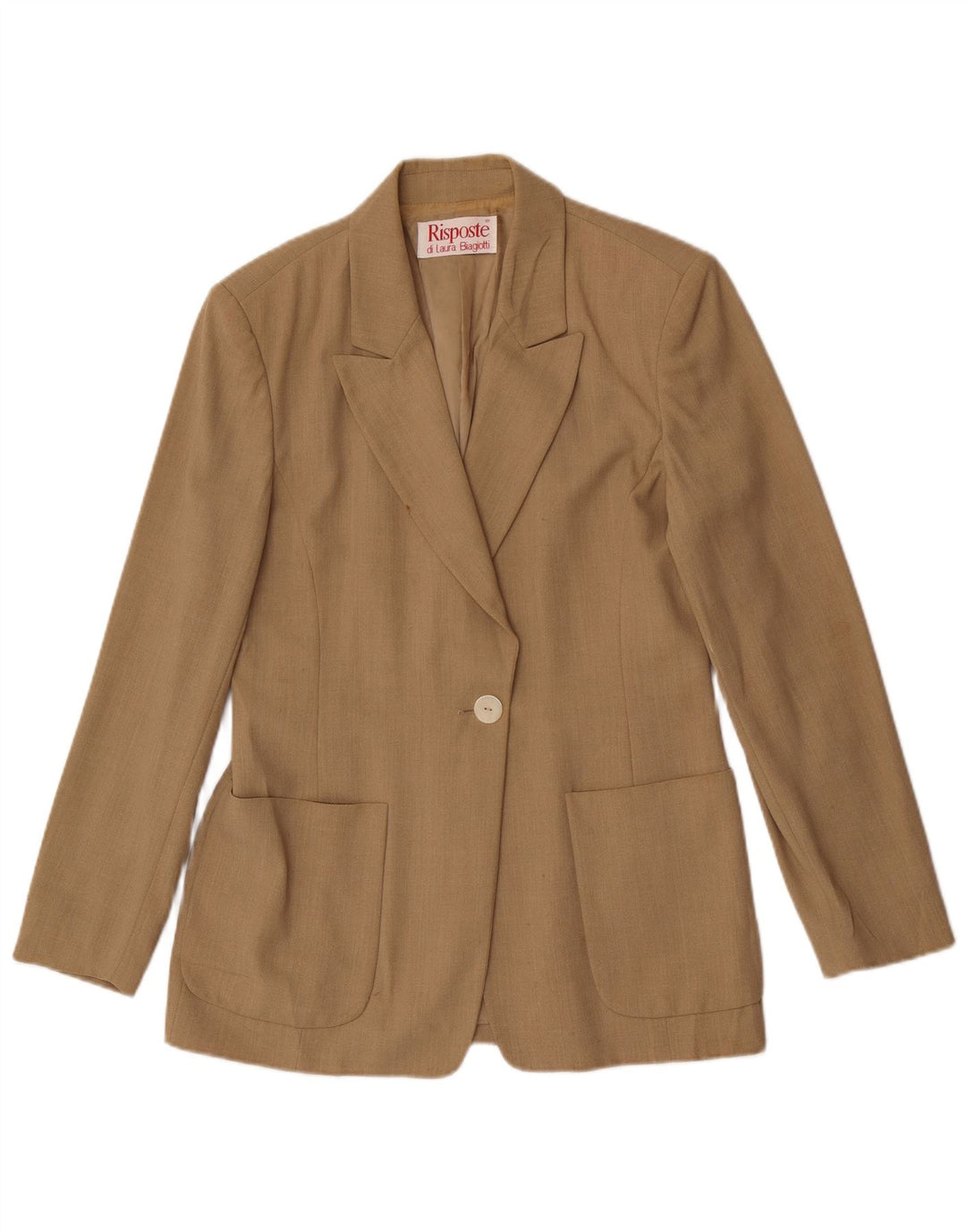 Laura Biagiotti Damen Risposte 1-Knopf-Blazerjacke IT 42 Mittelbeige