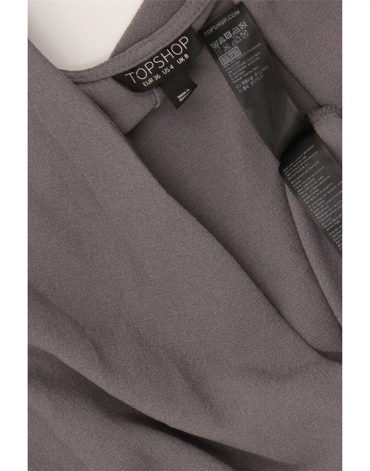 Topshop Damen-Wickelkleid mit Fledermausärmeln, Größe S, Grau, Polyester