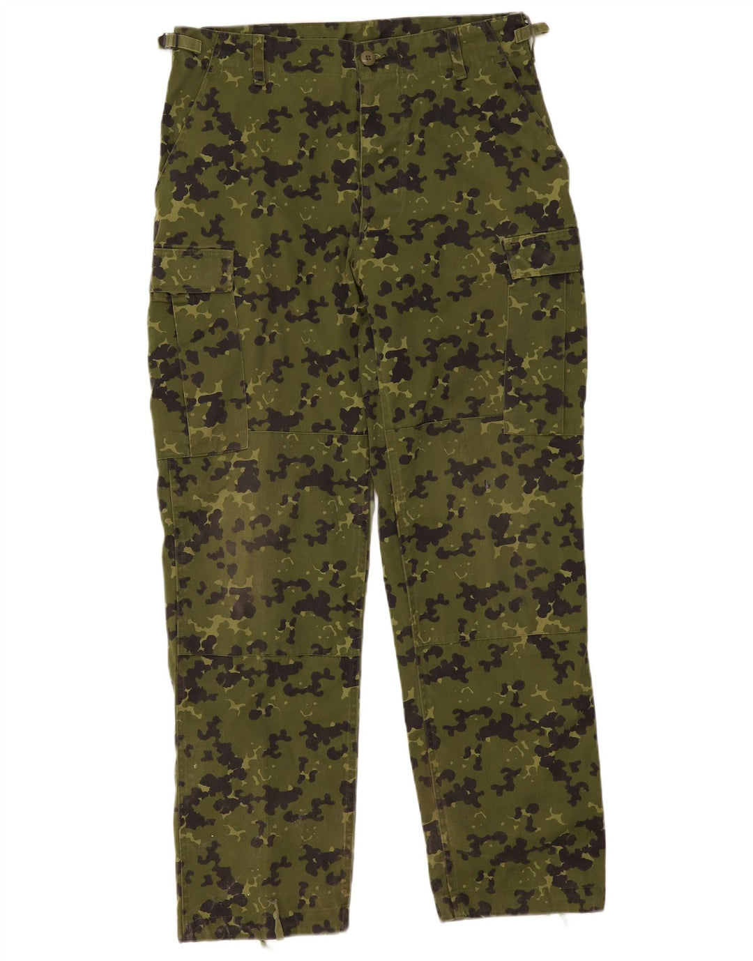 Vintage Herren Straight Cargo Hose W34 L32 Khaki Camouflage Polyester