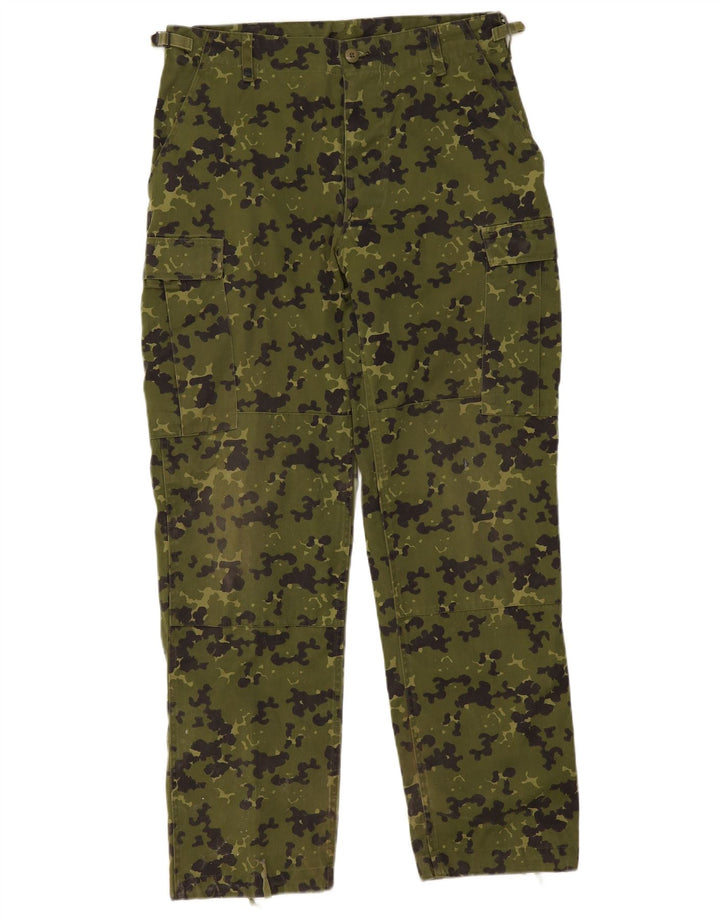 Vintage Herren Straight Cargo Hose W34 L32 Khaki Camouflage Polyester