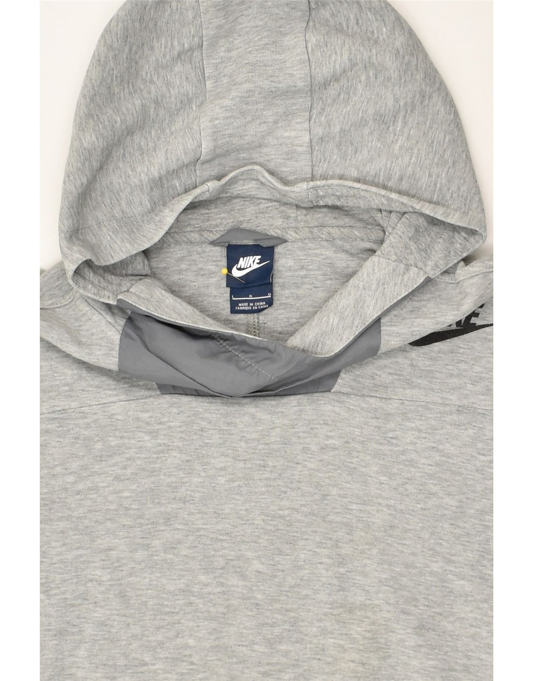 NIKE Womens Crop Hoodie Jumper UK 14 Large Grey Cotton | Vintage Nike | Thrift | Second-Hand Nike | Used Clothing | Messina Hembry 