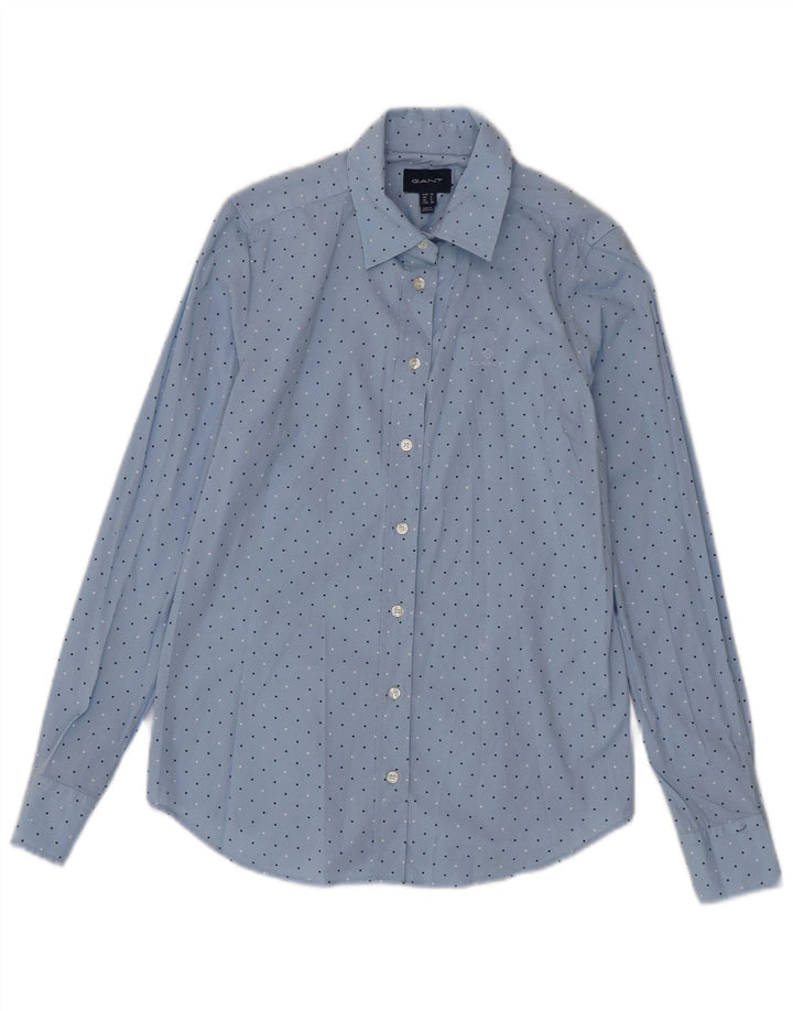Gant Damenhemd UK 8 Small Blau gepunktete Baumwolle