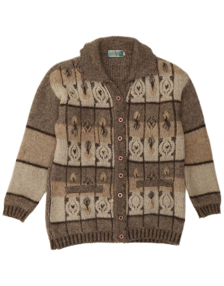 Vintage Damen Cardigan Pullover IT 54 3XL Grau Geometrisch