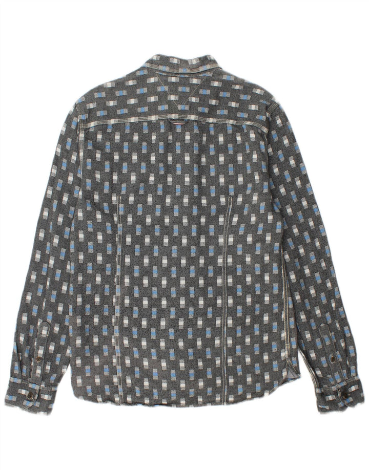 TOMMY HILFIGER Herrenhemd Große graue geometrische Baumwolle