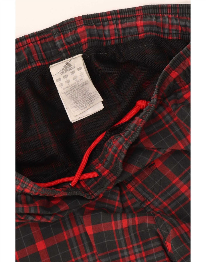 Adidas Herren-Sportshorts, klein, rot kariert, Polyester