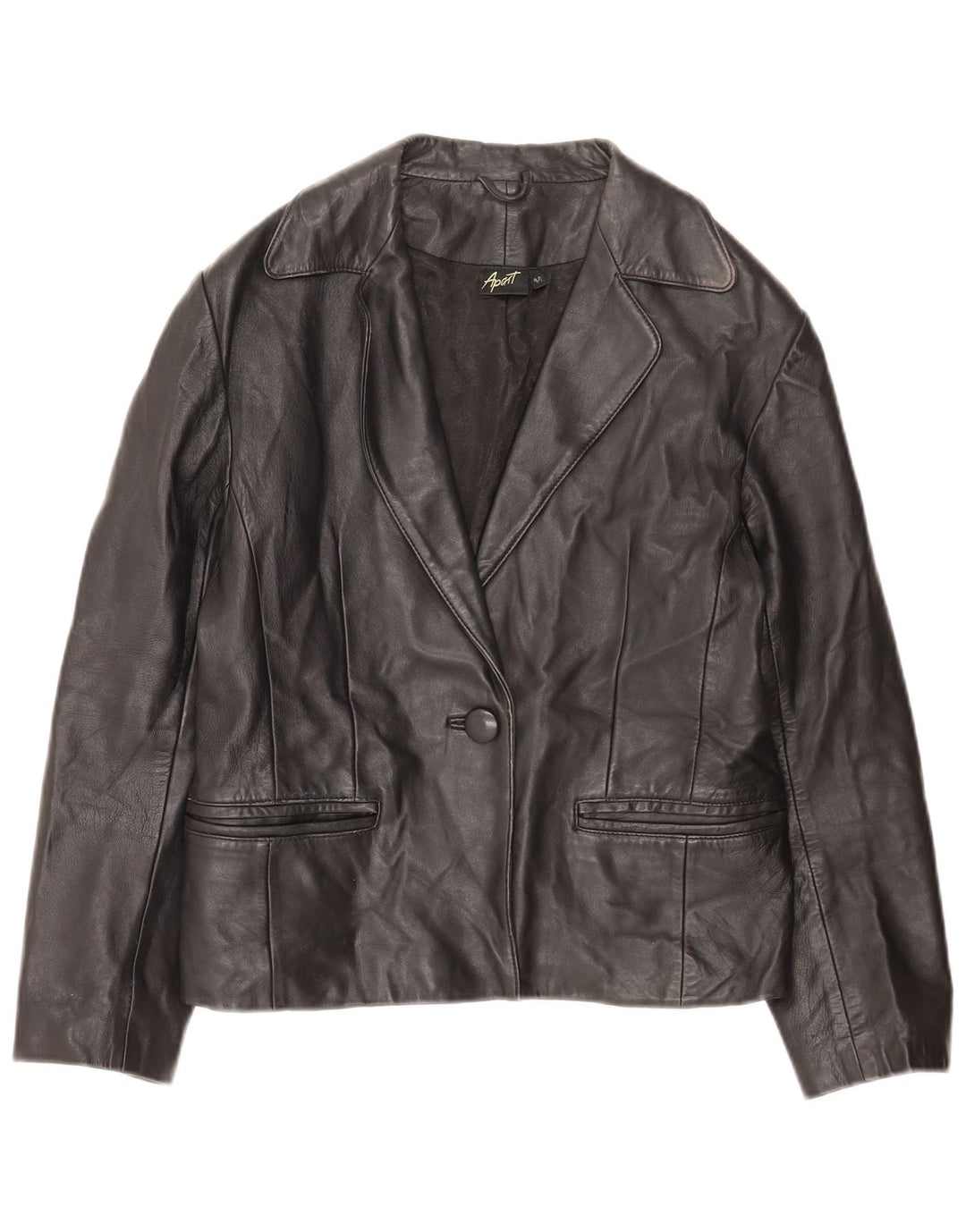 Apart Damen 1-Knopf-Lederblazer IT 44 Mittelschwarz