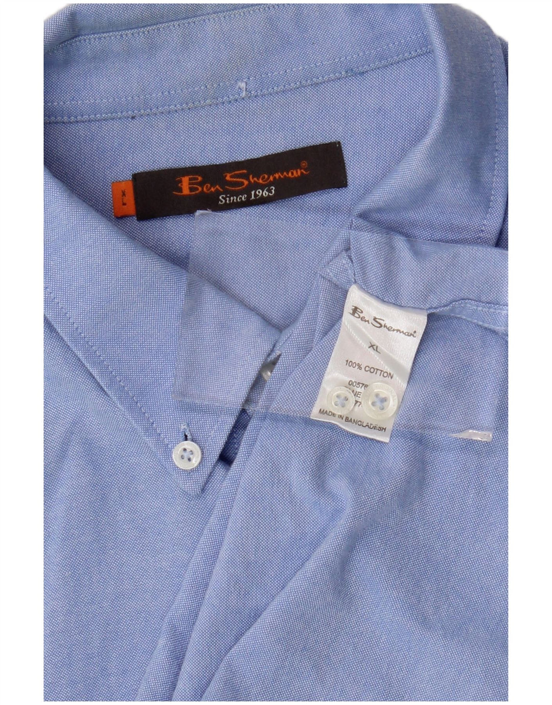 Ben Sherman Herrenhemd XL, blaue Baumwolle