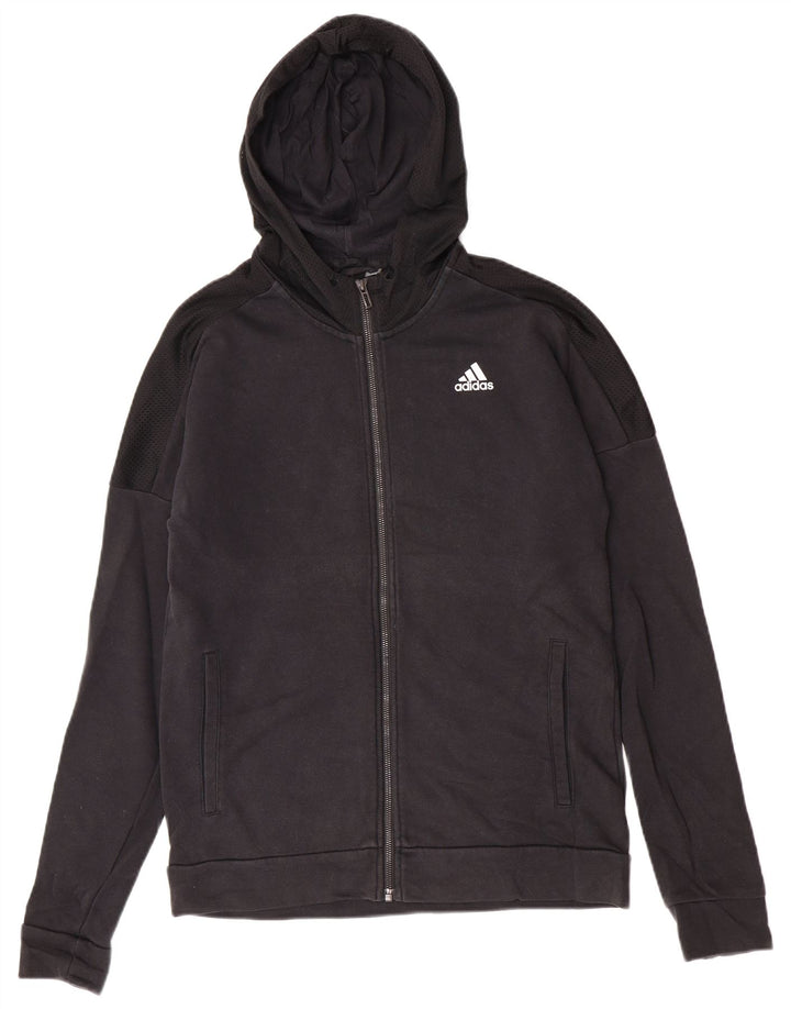 Adidas Herren-Kapuzenpullover mit Reißverschluss, mittelschwarz, Baumwolle