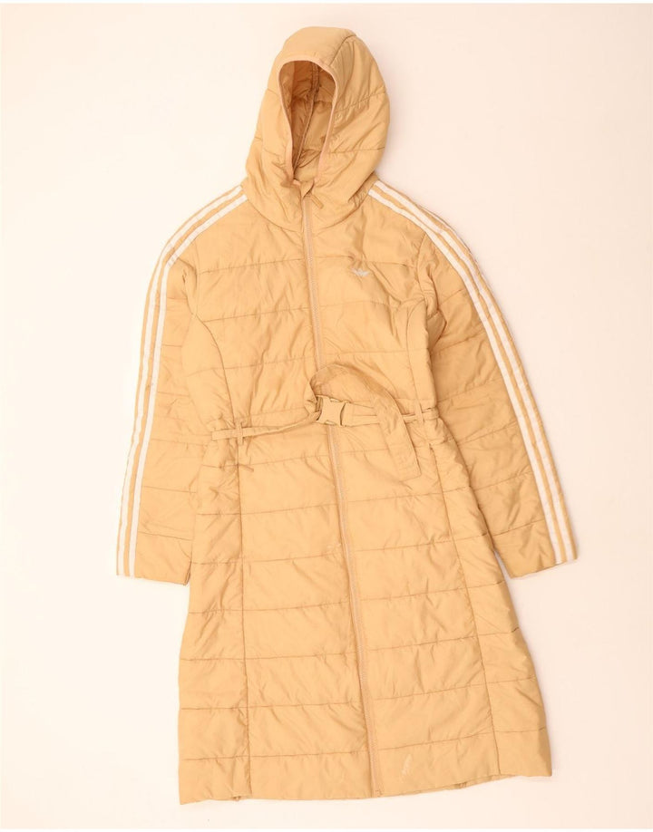 Adidas Damen Kapuzenmantel, gepolstert, UK 10, Größe S, Beige, Polyester