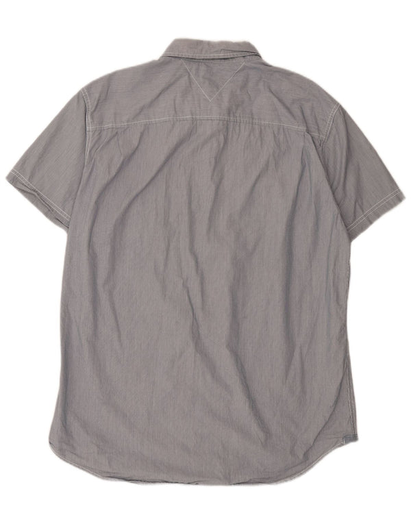 Tommy Hilfiger Herren Kurzarm-Hemd mit individueller Passform, XL, blau kariert, Baumwolle