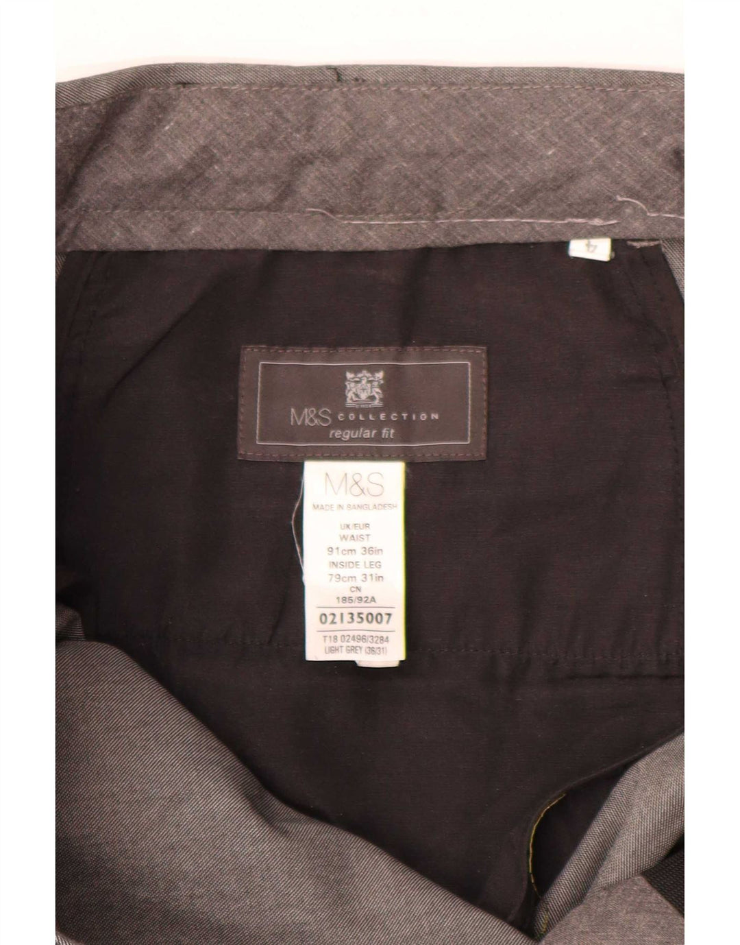 Marks & Spencer Herren-Anzughose mit Pegged-Anzug, W36, L31, graues Polyester
