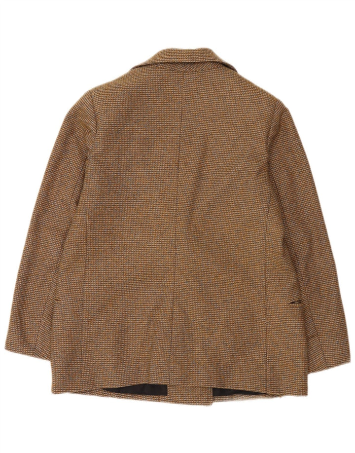 Vintage Damen Zweireihige Blazerjacke UK 12 Mittelbraun gefleckt