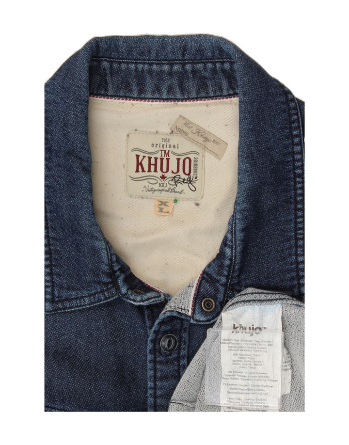 KHUJO Mens Shirt XL Navy Blue Cotton Vintage KHUJO and Second-Hand KHUJO from Messina Hembry 