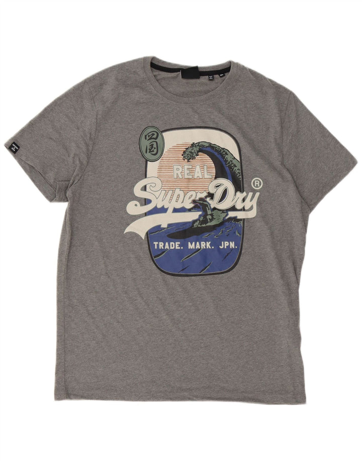 Superdry Herren Grafik-T-Shirt-Oberteil 2XL aus grauer Baumwolle
