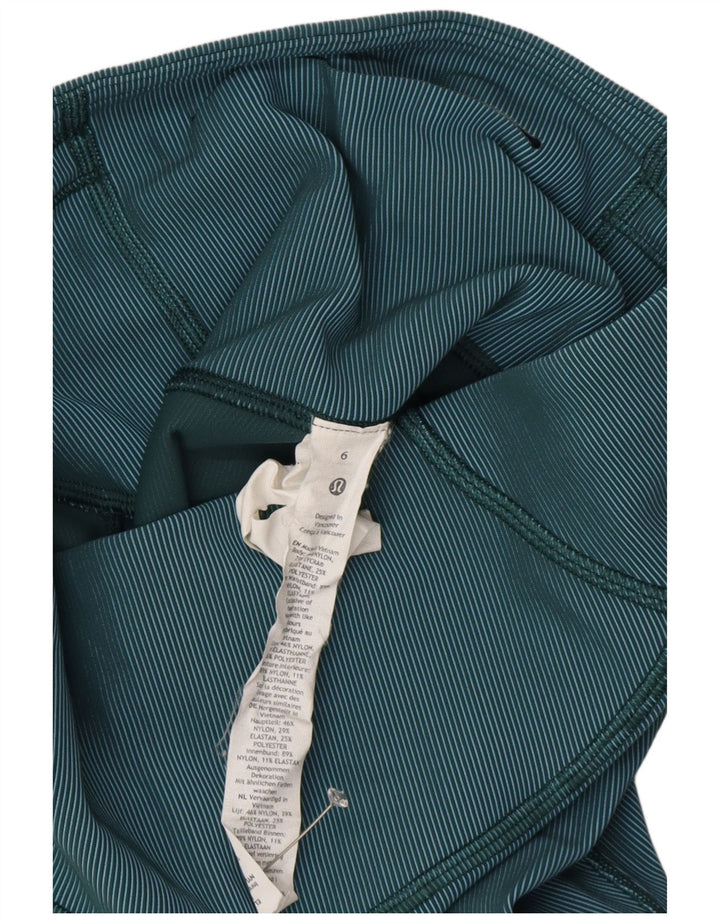 LULULEMON Womens Leggings US 6 Medium  Green Pinstripe Nylon