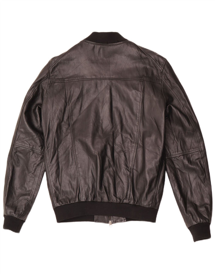 Vintage Herren Bomber Lederjacke IT 48 Mittelschwarzes Leder