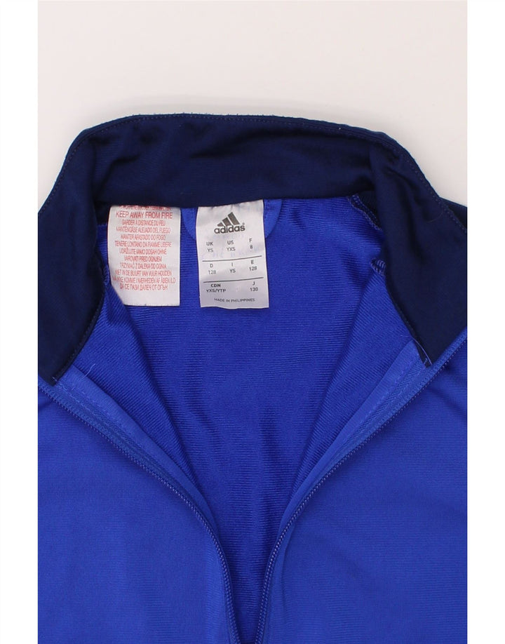 ADIDAS Boys Tracksuit Top Jacket 7-8 Years Small Blue Colourblock Vintage Adidas and Second-Hand Adidas from Messina Hembry 