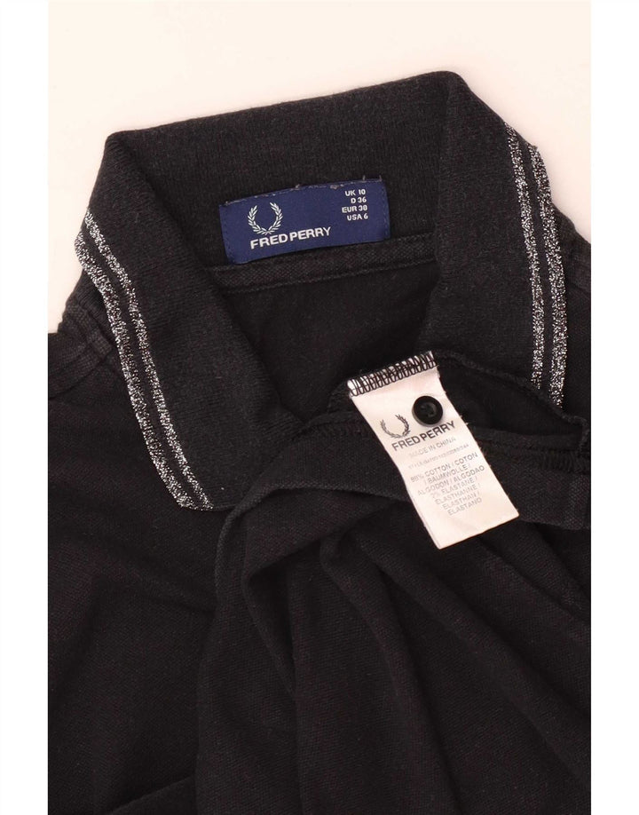 Fred Perry Damen Poloshirt UK 10 Small Schwarz Baumwolle