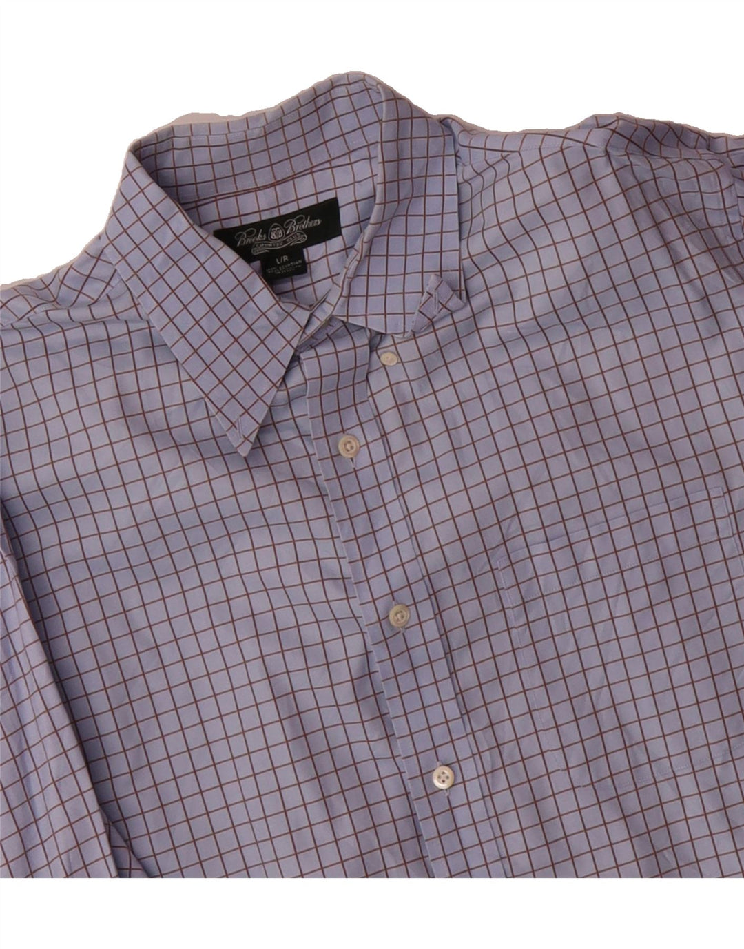 BROOKS BROTHERS Mens Shirt Large Blue Check Cotton Vintage Brooks Brothers and Second-Hand Brooks Brothers from Messina Hembry 