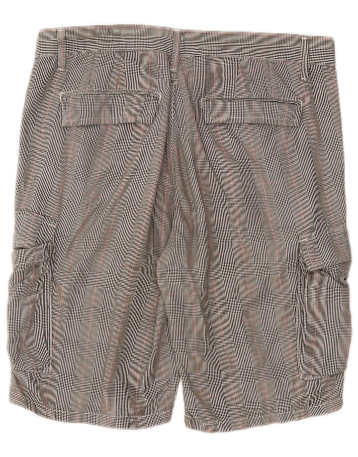 Jaggy Herren Cargoshorts W33 mittelgraue Hahnentritt-Baumwolle