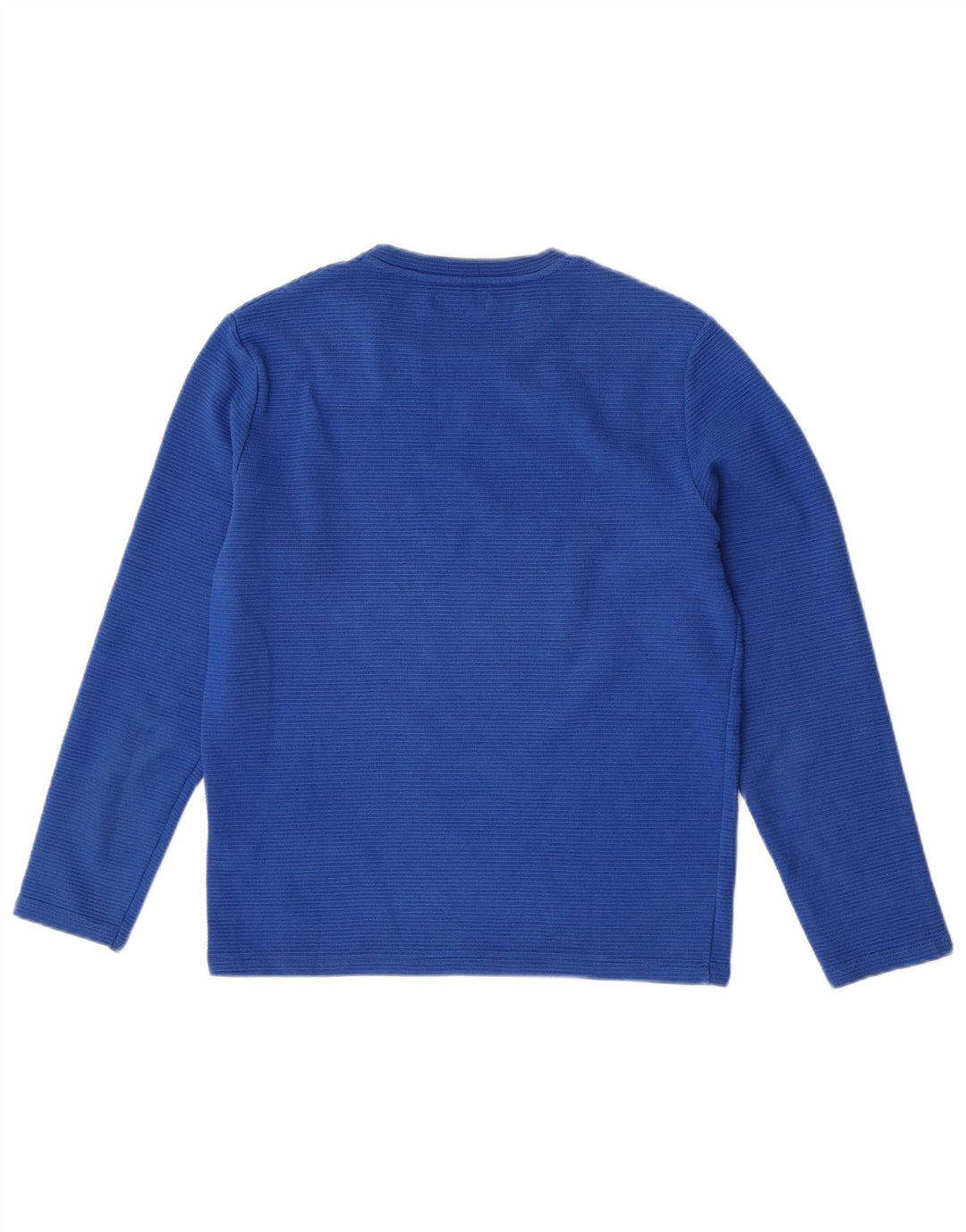 Zara Herren-Oberteil, langärmelig, mittelblaue Baumwolle