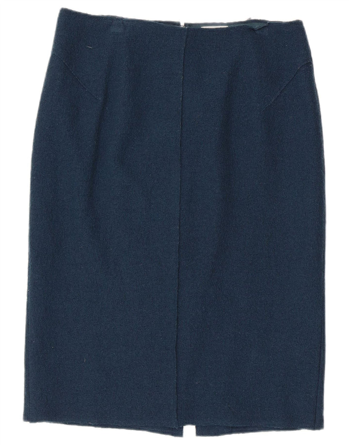 Jigsaw Damen Bleistiftrock UK 12 Medium W32 Marineblaue Wolle