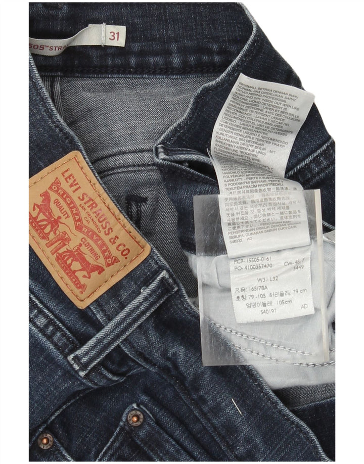 Levi's Damen 505 Straight Jeans W31 L32 Marineblaue Baumwolle