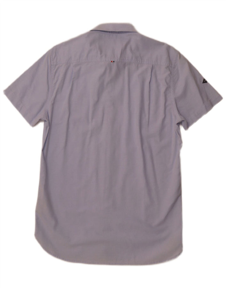 SUPERDRY Herren-Kurzarmhemd aus mittelblauer Baumwolle