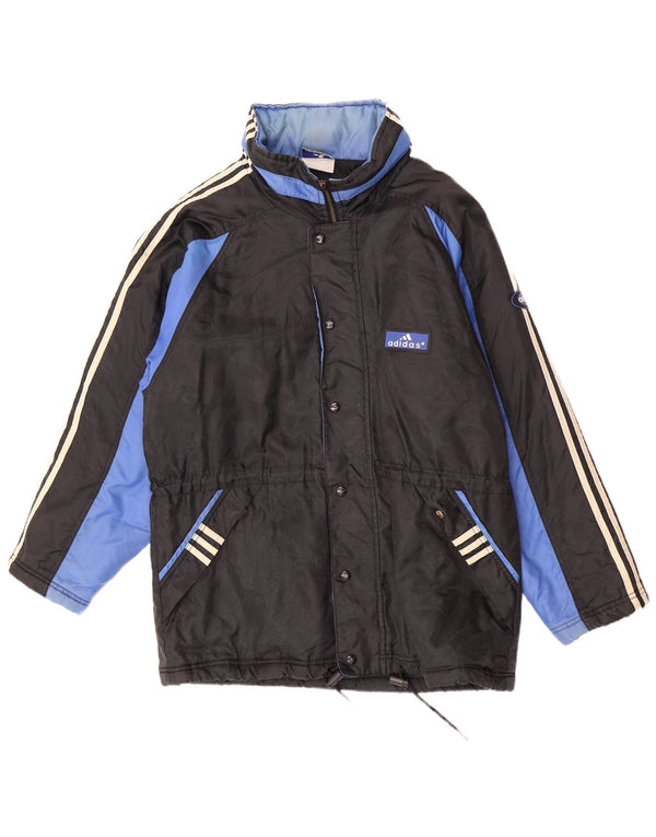 Adidas Herren-Windbreaker-Mantel mit Kapuze, UK 40, groß, schwarzes Colourblock-Nylon