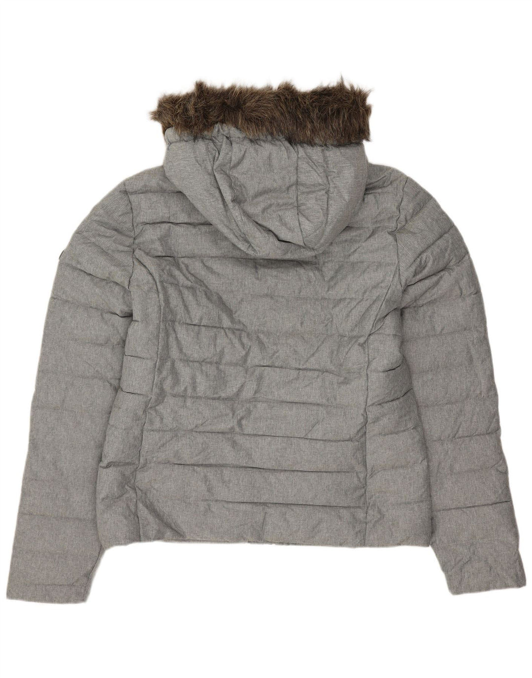 SUPERDRY Wattierte Damenjacke mit Kapuze, UK 14, Größe L, Grau, Polyester