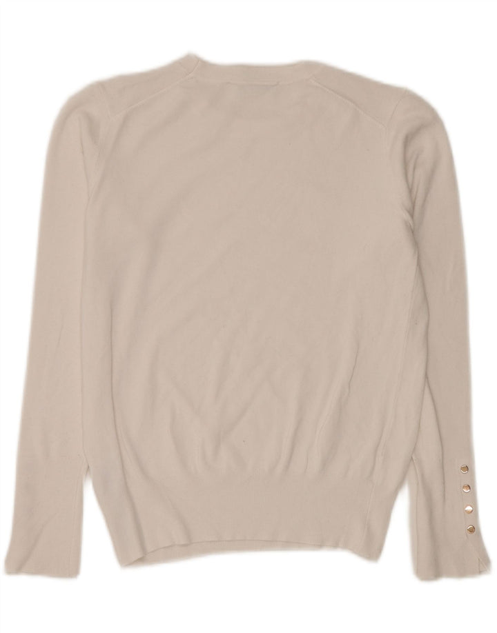 Zara Damen-Pullover mit Rundhalsausschnitt, UK 14, Größe L, weiße Viskose