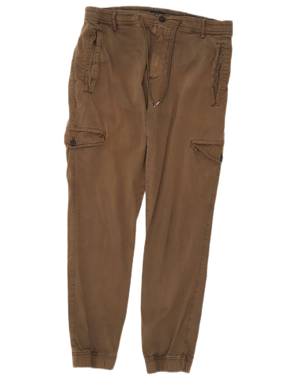 Zara Herren-Jogger-Cargohose, Größe M, W31, L28, Khaki, Baumwolle