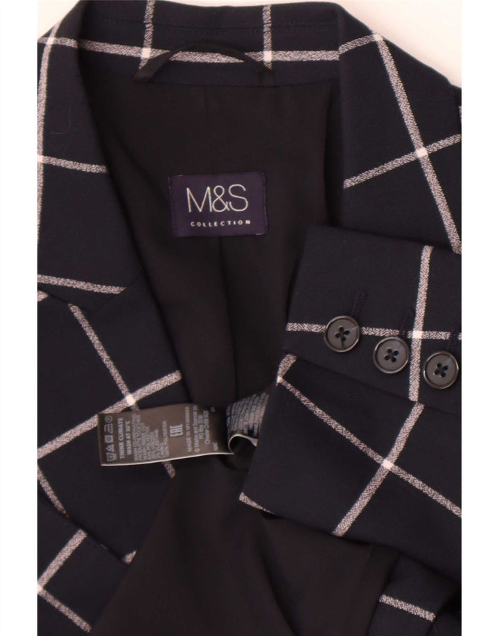 Marks & Spencer Damen Blazer Jacke UK 12 Medium Navy Blue Check