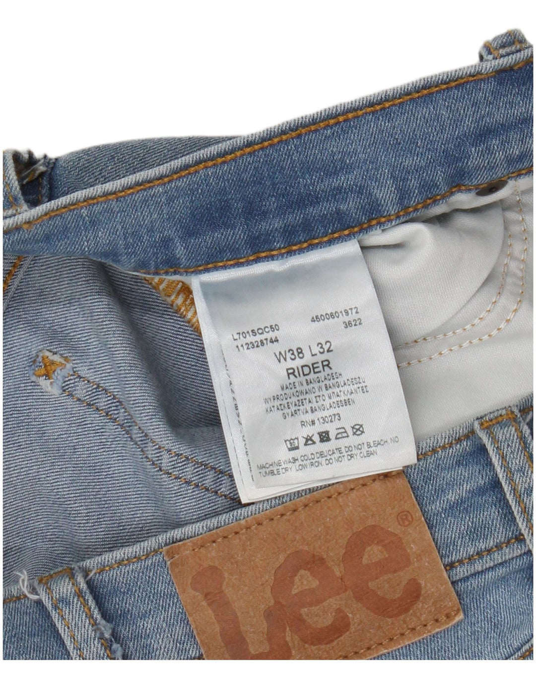 Lee Herren Rider Slim Jeans W38 L32 Blaue Baumwolle