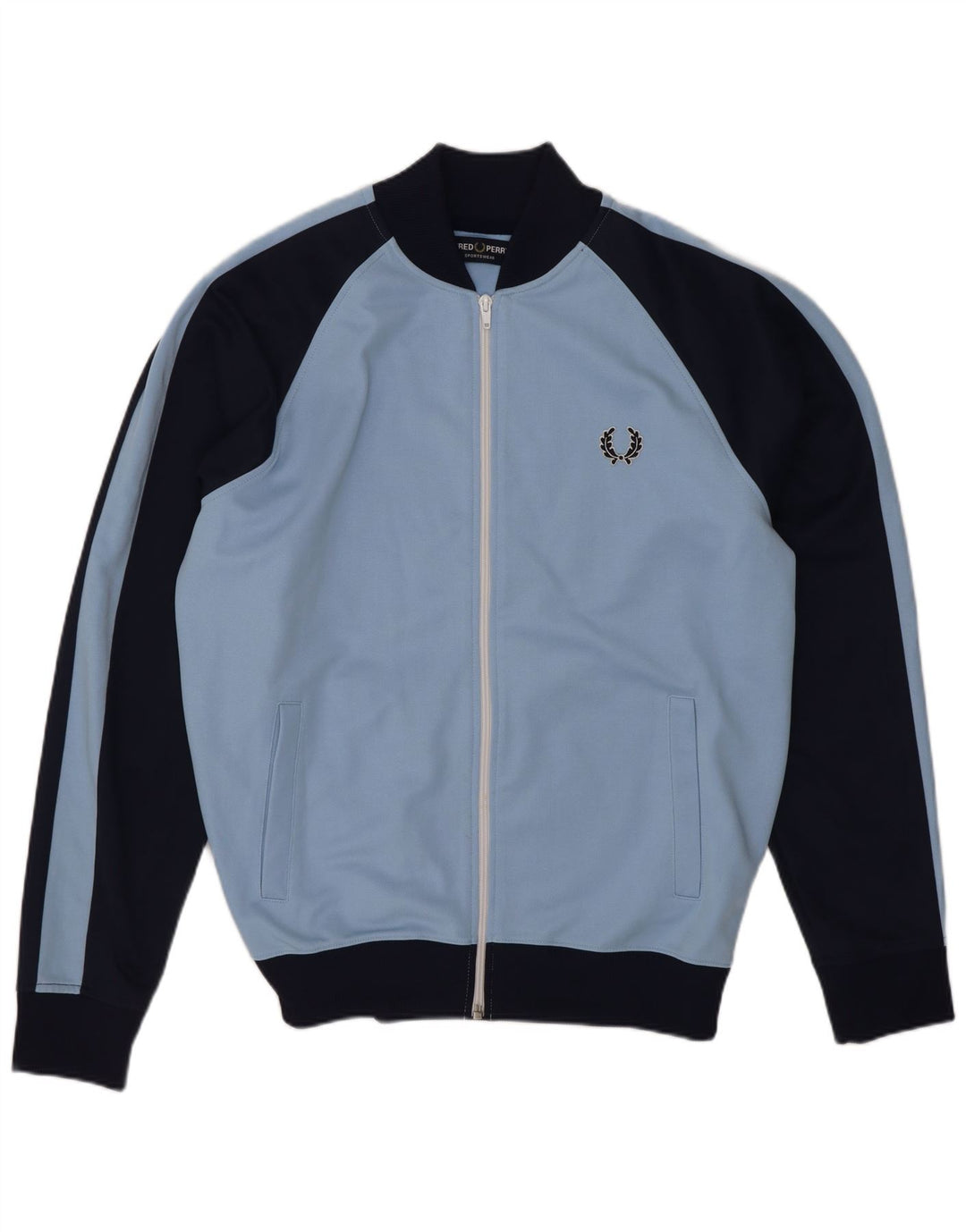 Fred Perry Herren-Trainingsanzug-Top-Jacke, mittelblau, Farbblock-Sport