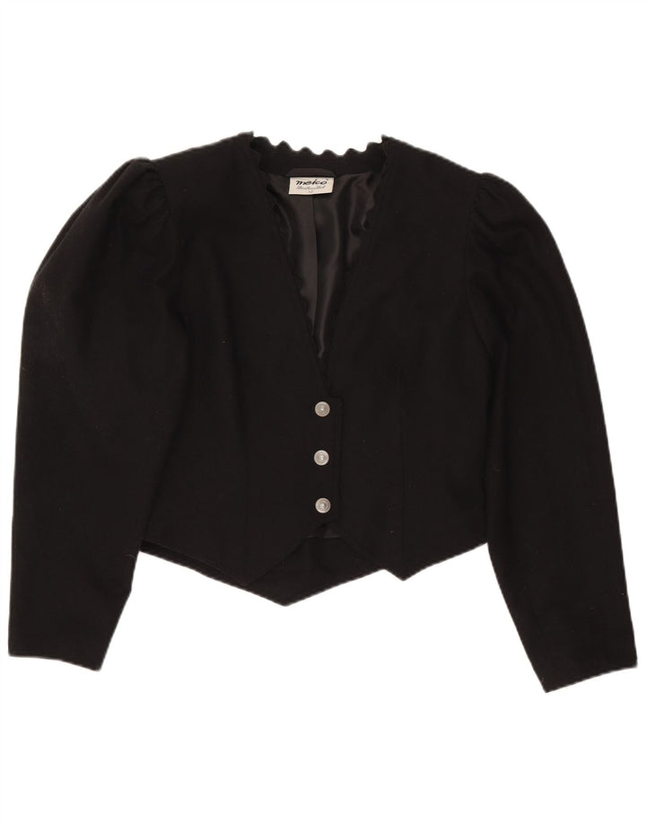 Meico Damen 3-Knopf-Crop-Blazerjacke UK 16 Large Schwarz Polyester