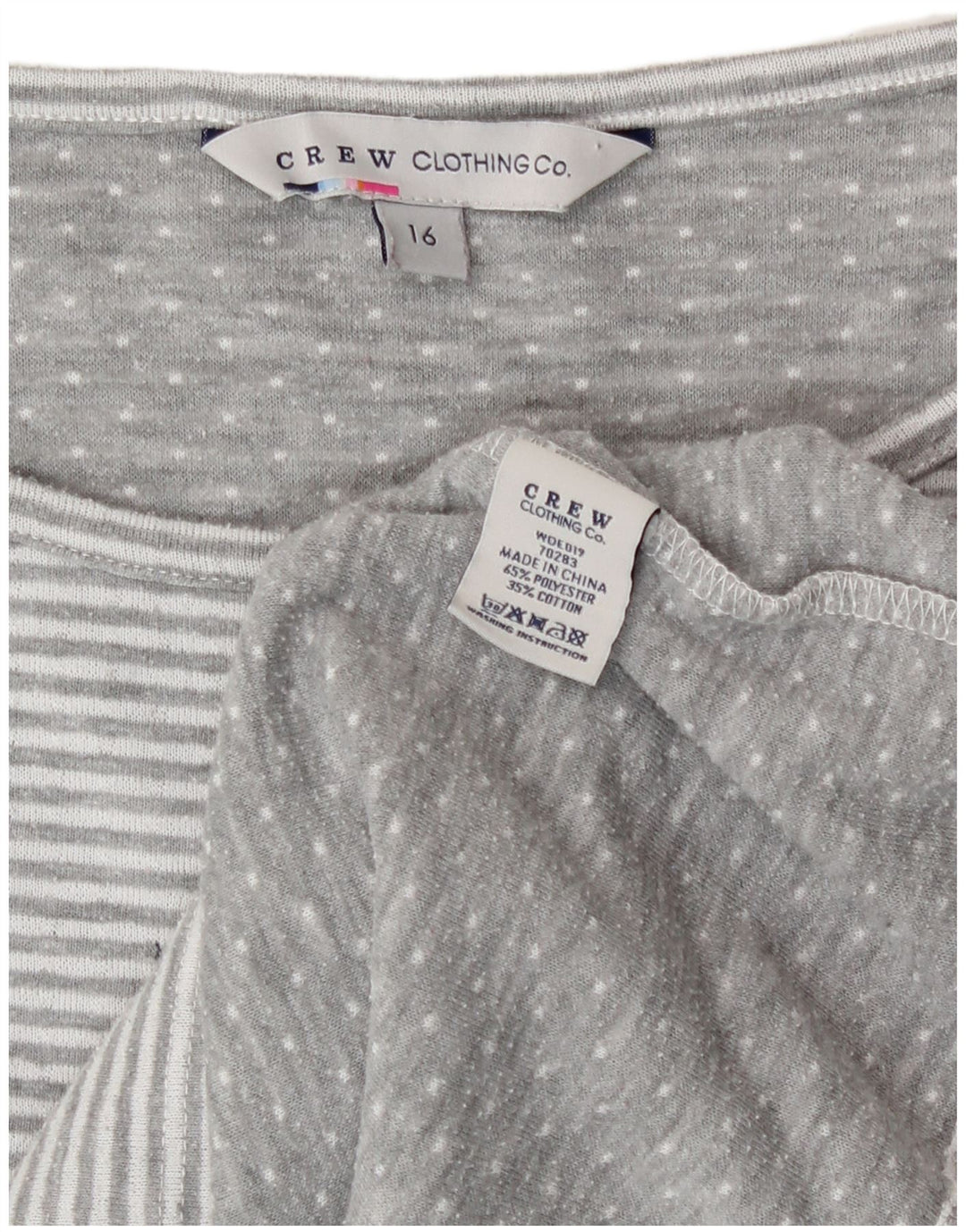 Crew Clothing Damen-Top, 3/4-Ärmel, UK-Größe 40, Größe L, grau gestreift, Polyester