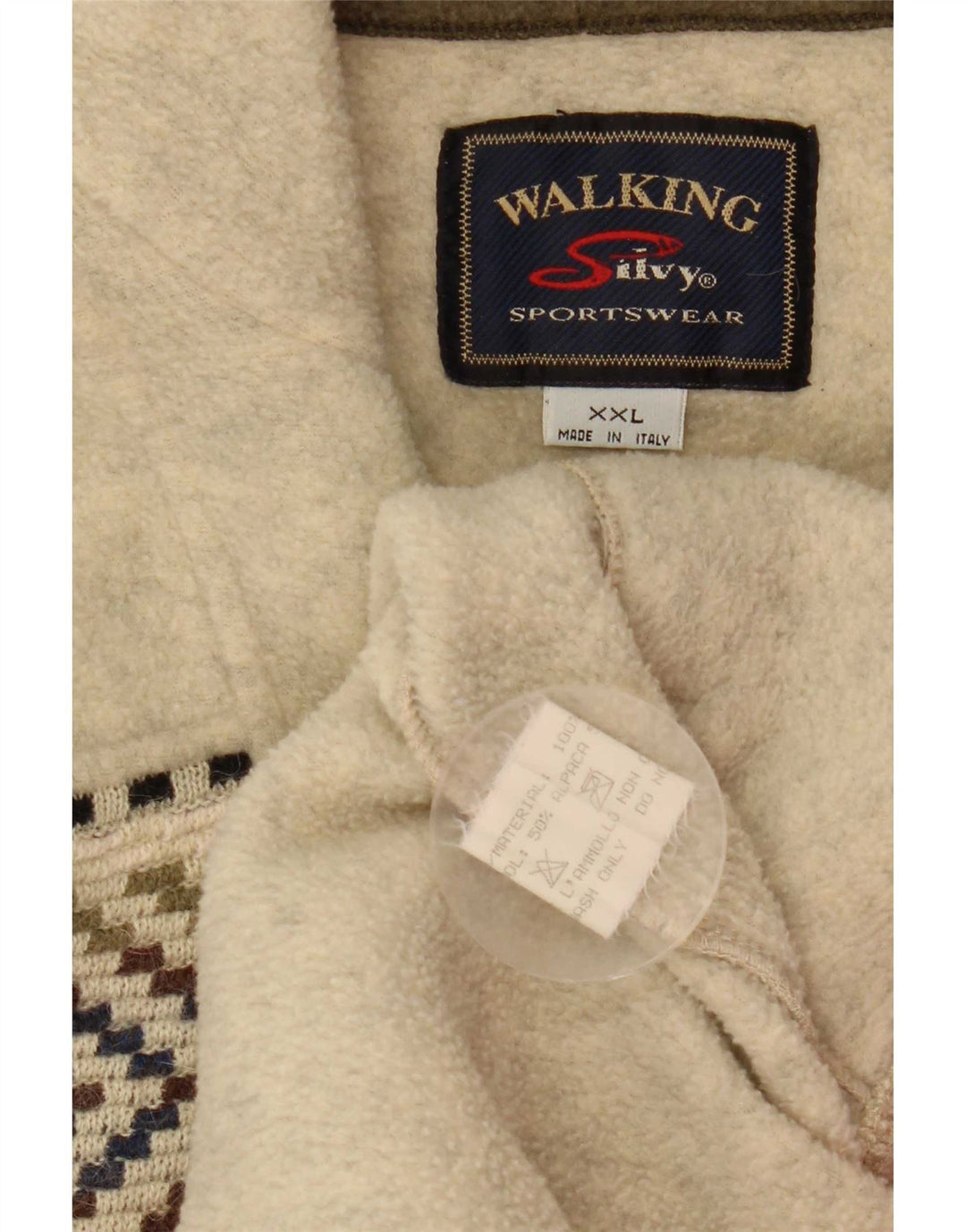 Silvy Herren-Fleecepullover mit Reißverschluss, 2XL, beige, geometrische Wolle