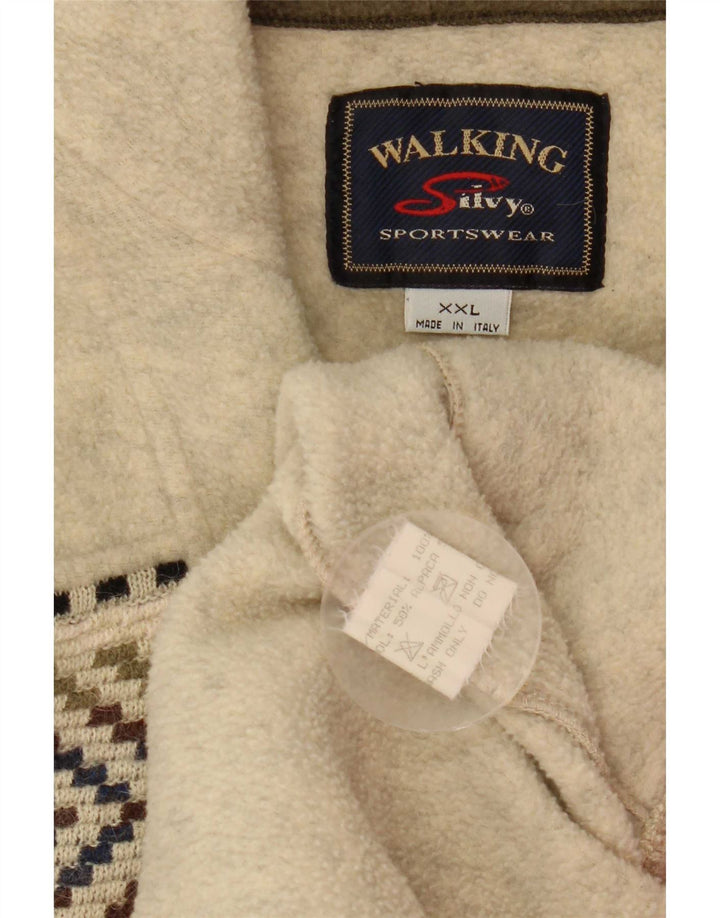 Silvy Herren-Fleecepullover mit Reißverschluss, 2XL, beige, geometrische Wolle