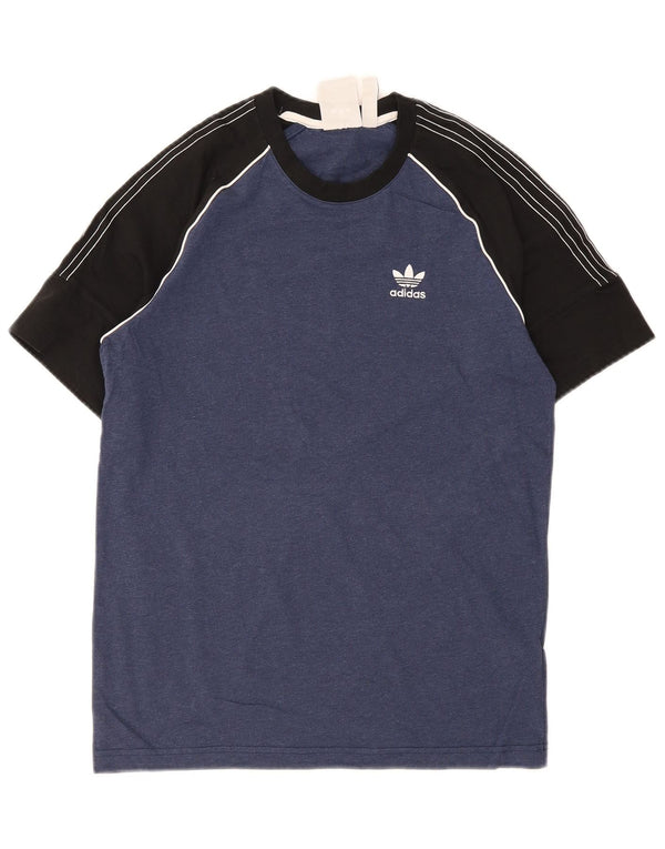 Adidas Herren T-Shirt Top XS Marineblau Colourblock Baumwolle