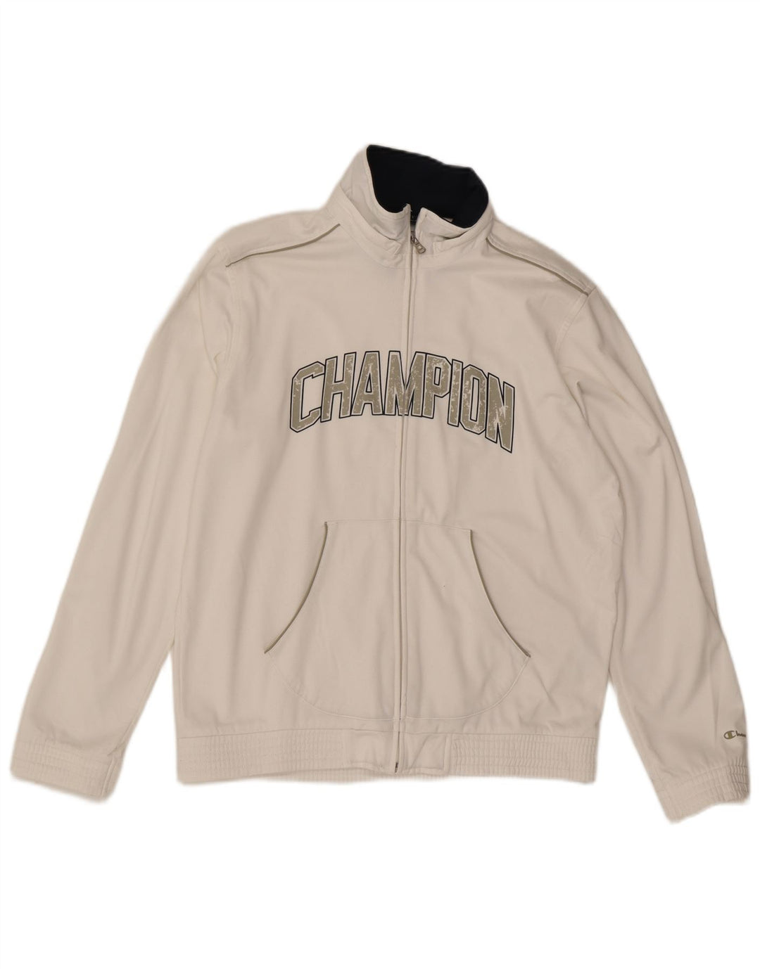 CHAMPION Herren-Trainingsanzugoberteil mit Grafik, Mittelweißes Polyester