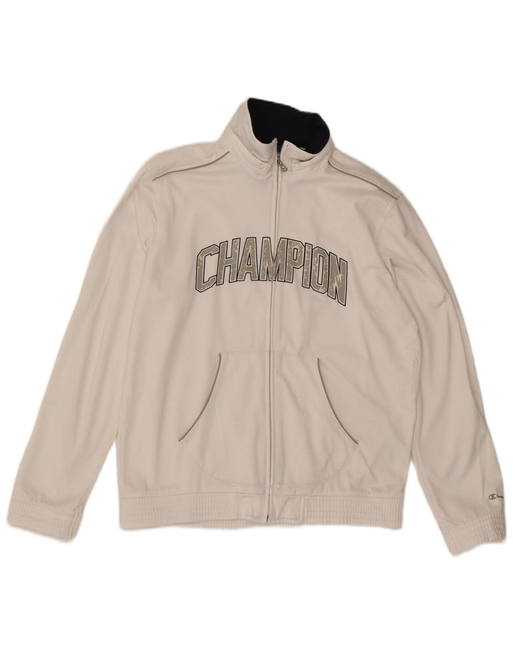 CHAMPION Herren-Trainingsanzugoberteil mit Grafik, Mittelweißes Polyester