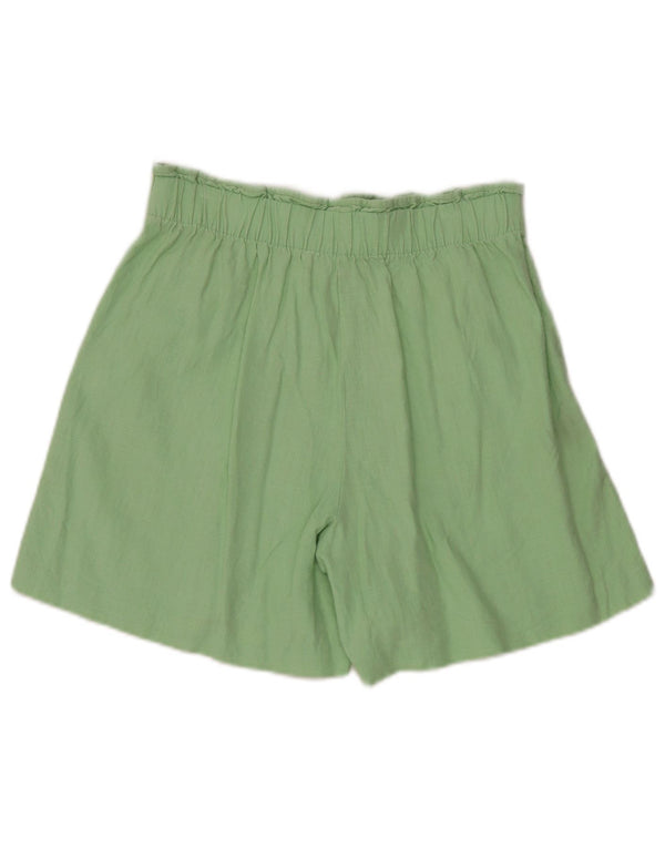 Marks & Spencer Damen-Freizeitshorts mit hoher Taille, UK 10, Größe S, W28, grüner Flachs