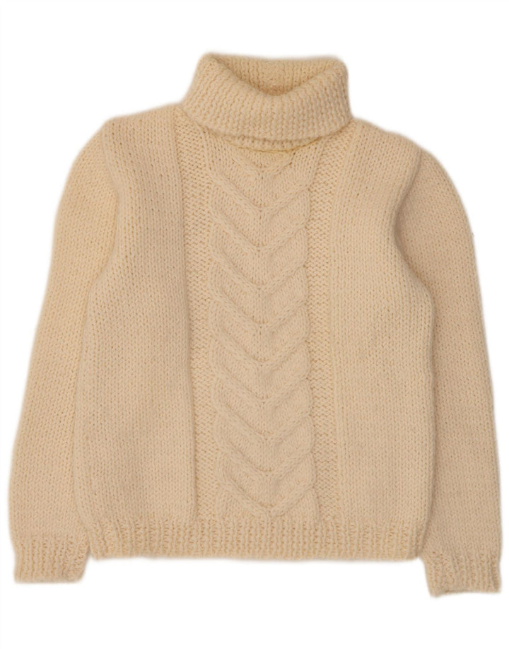Vintage Damen Rollkragenpullover Pullover UK 14 Medium Off White